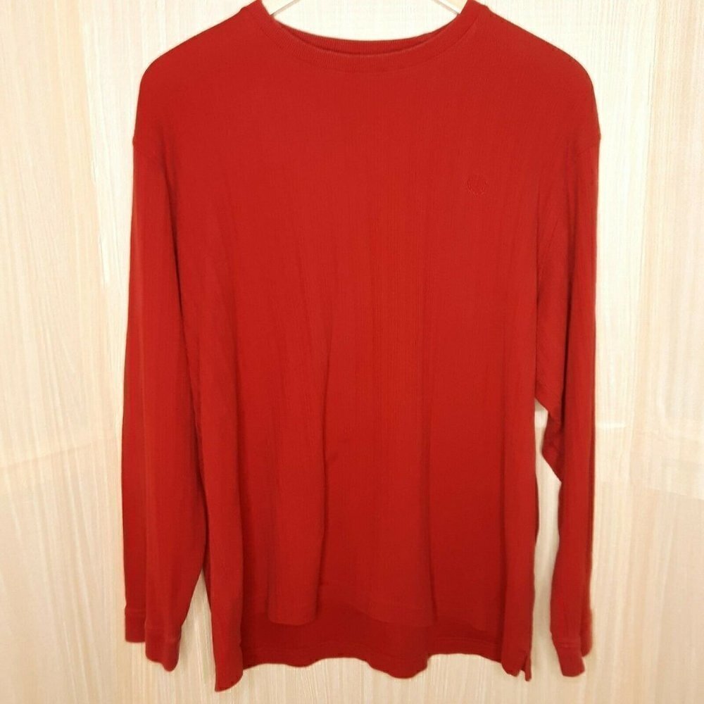 Turnbury Men's Red Knit Long Sleeve Cotton Shirt XL